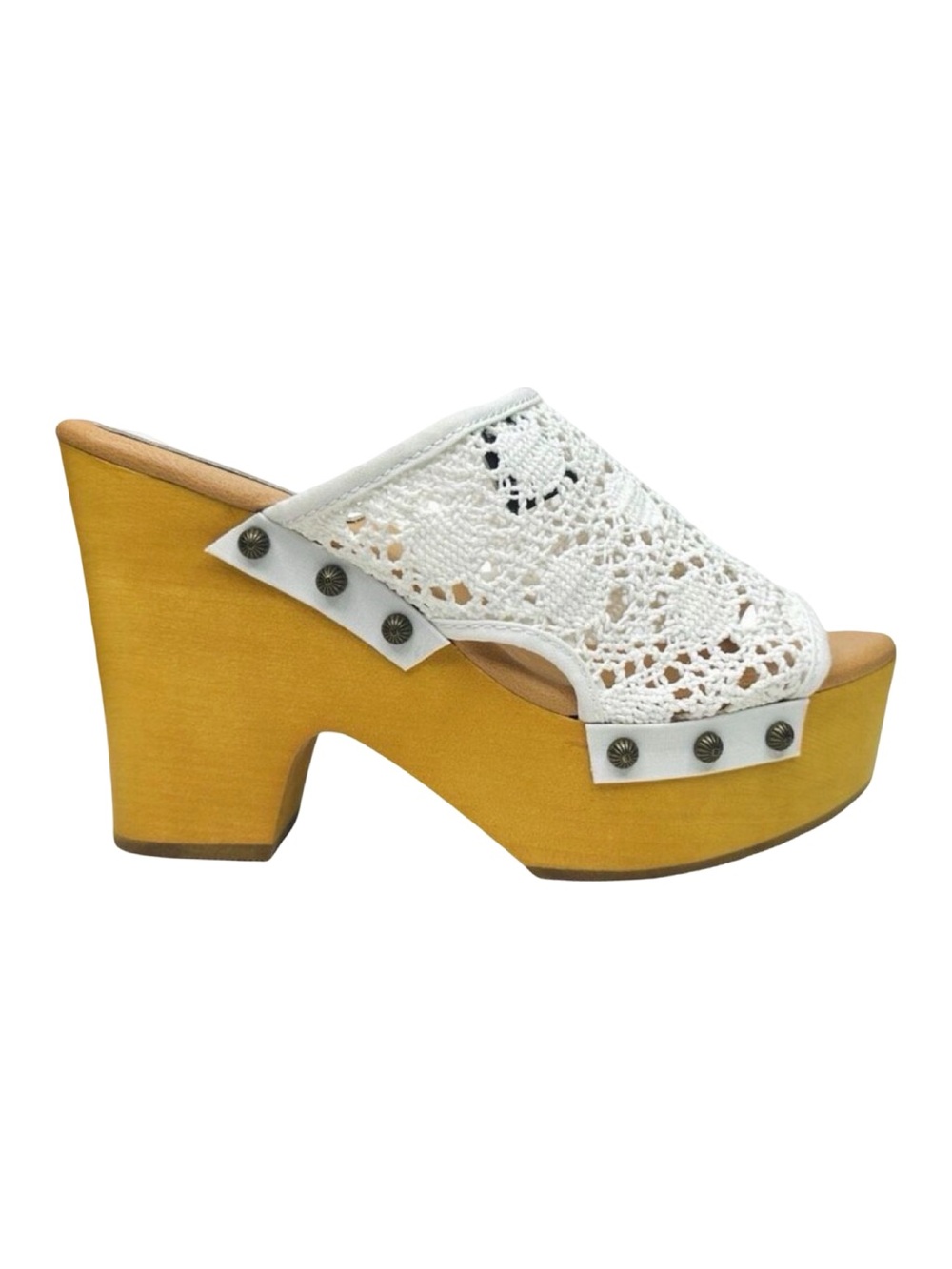 Dingo Crafty Woven Platform Clog Sandals - Size 8.5 - White